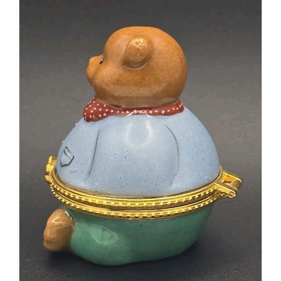 Vintage Noah’s Ark Boy Brown Teddy Bear Trinket Box Ceramic Porcelain 1996 PB24 - Picture 2 of 8